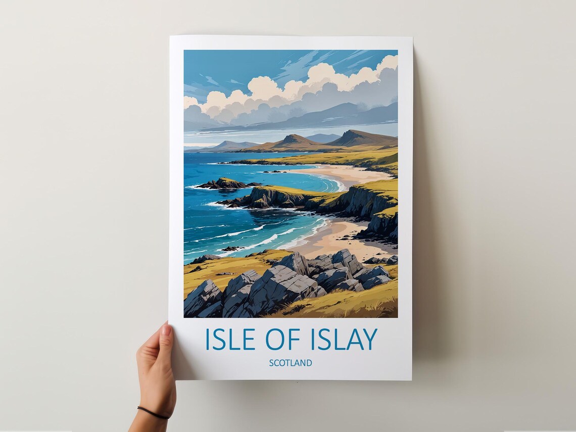 Isle of Islay Scotland Rocky Coastline Sandy Bay Scenic Travel Poster - Image 5