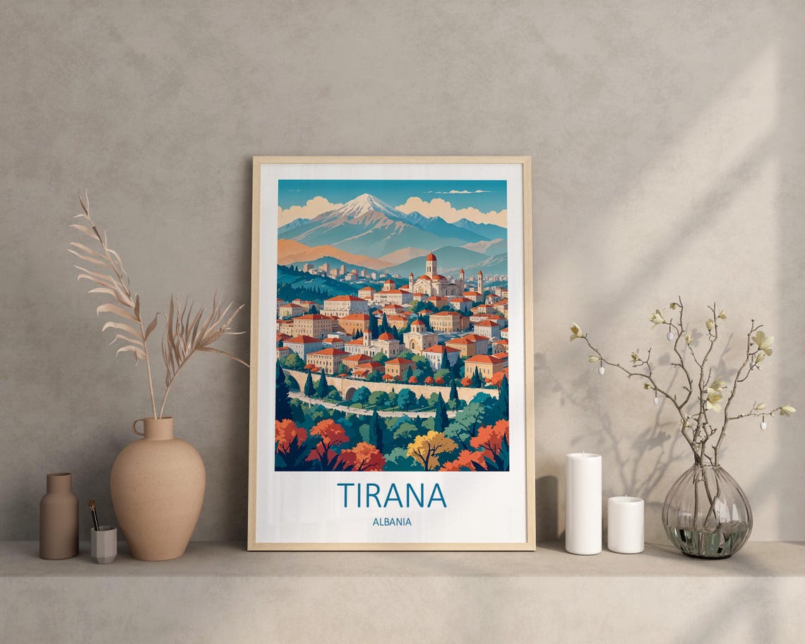 Tirana Travel Print Albania Poster Albania Print Tirana Albania Albania Travel Print Albania Wall Art Travel Gift Art Lovers Gift - Image 3