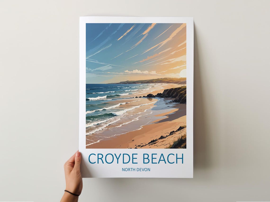Croyde Beach North Devon England Sunset Surf Beach Scene Poster - Image 5