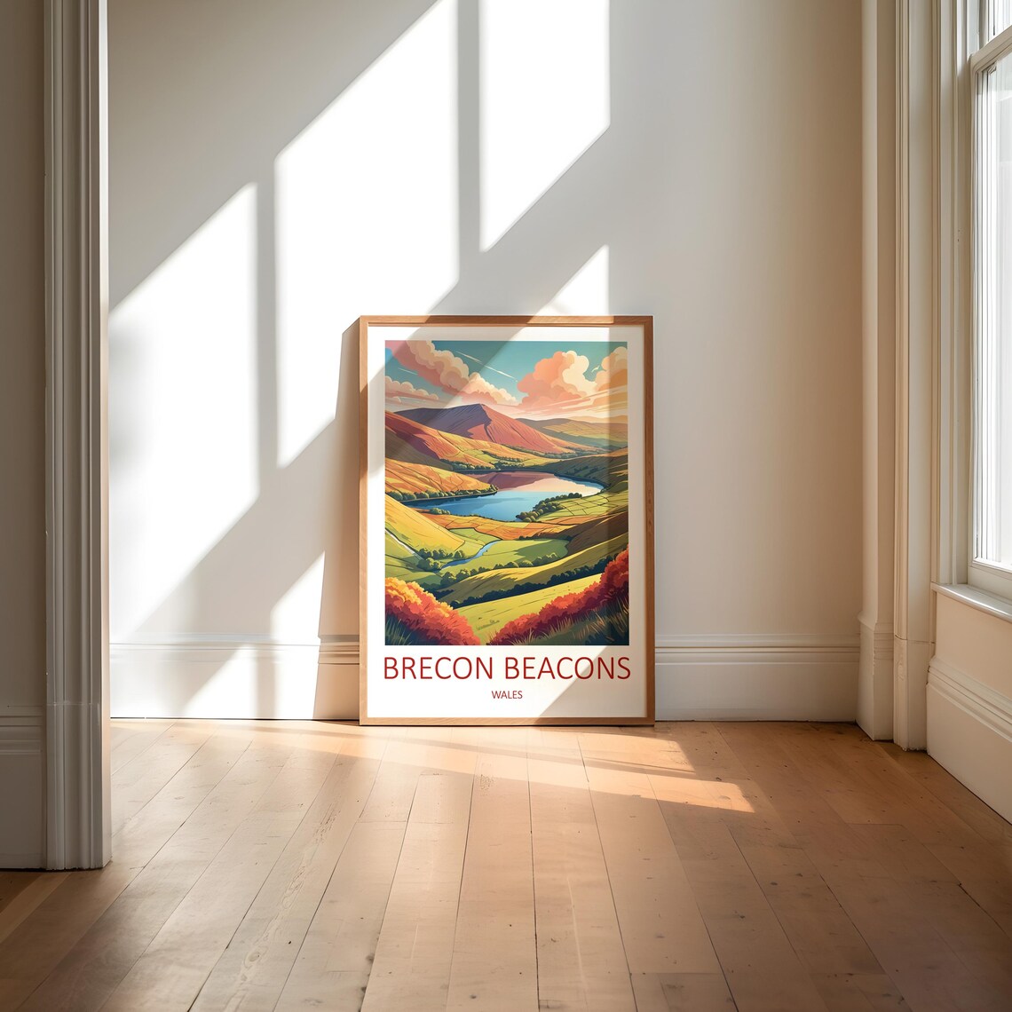 Brecon Beacons Wales Mountain Lake in a Golden Autumn Valley Poster - Image 6