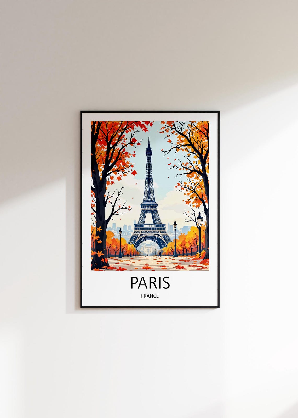 Paris France Eiffel Tower Framed by Golden Autumn Leaves Poster - Image 3