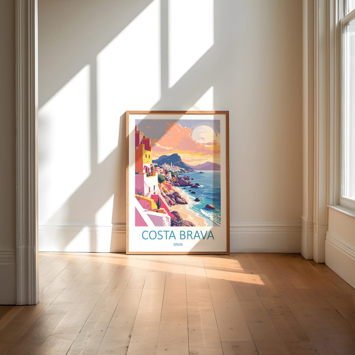 Costa Brava Spain Cliff Village Sunset Coastline Travel Poster - Image 5