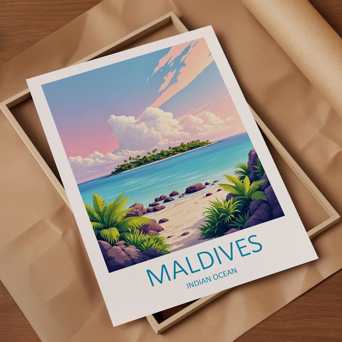 Maldives Travel Print Maldives Wall Art Maldives Poster Maldives Art Print Tropical Island Gift South Asia Indian Ocean Wedding Gift - Image 4