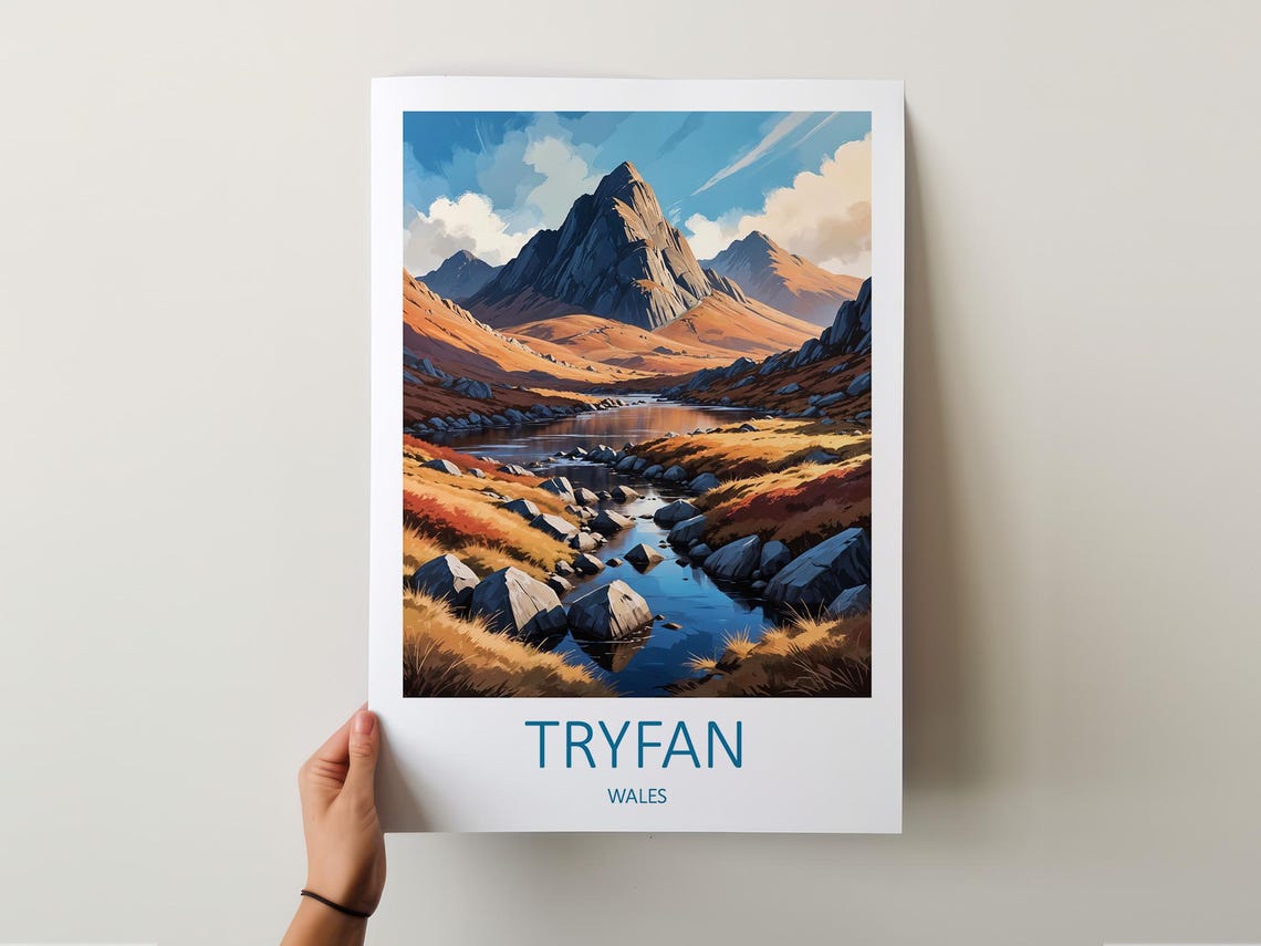 Tryfan Print Tryfan Poster Snowdon Print Wales Travel Print Wales Poster Snowdonia Print Wales Art Print National Park Travel Gift - Image 5