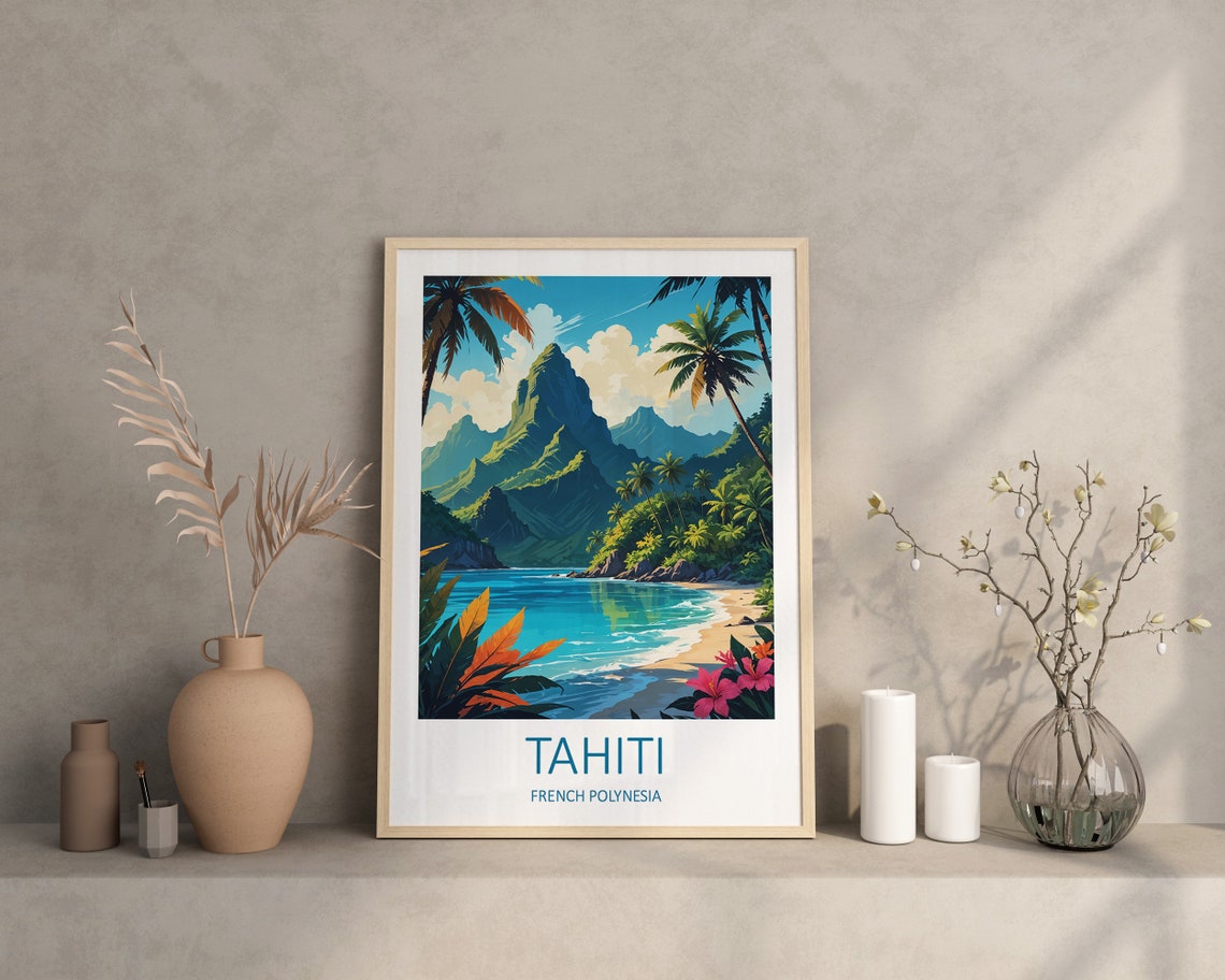 Tahiti Print Tahiti Poster French Polynesia Pacific Ocean Print Tahiti Travel Print Tropical Print Travel Gift Bora Bora Poster Print - Image 3