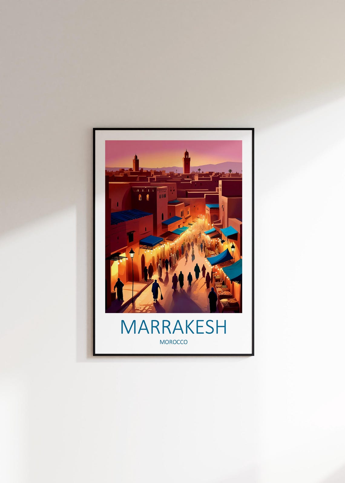 Marrakesh Morocco Medina Market Twilight Souk Lights Travel Poster - Image 3