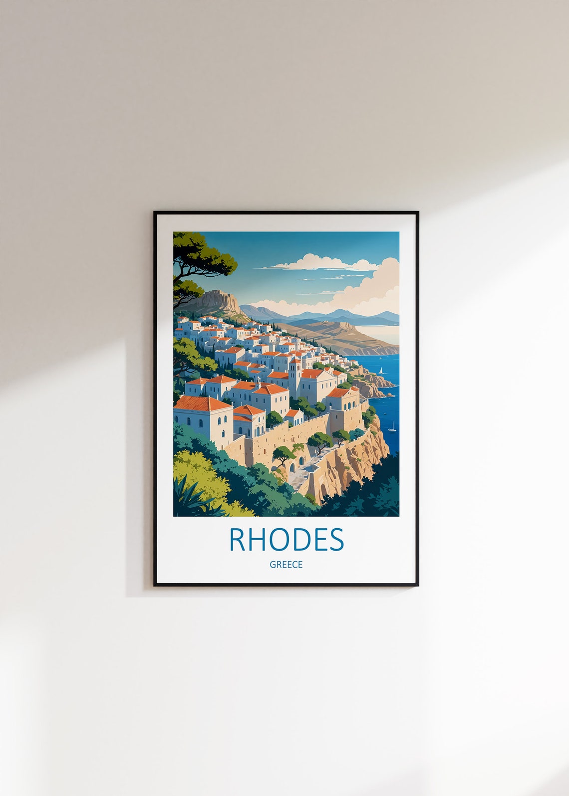 Rhodes Print Rhodes Greece Print Greece Print Rhodes Poster Greece Gifts Rhodes Travel Print Greek Wall Print Greece Illustration - Image 3