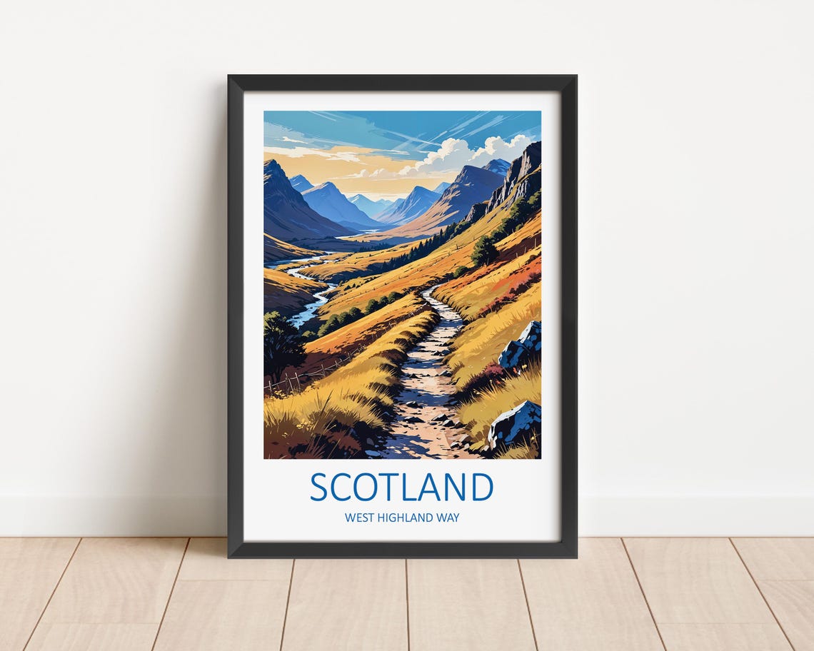 Scotland West Highland Way Golden Valley Hiking Trail Poster