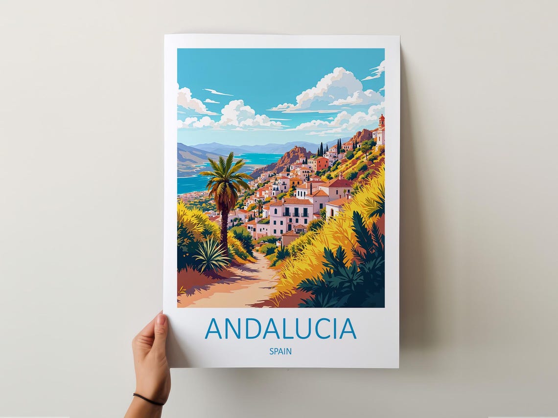 Andalucia Spain White Hillside Village Overlooking The Sea Poster - Image 5