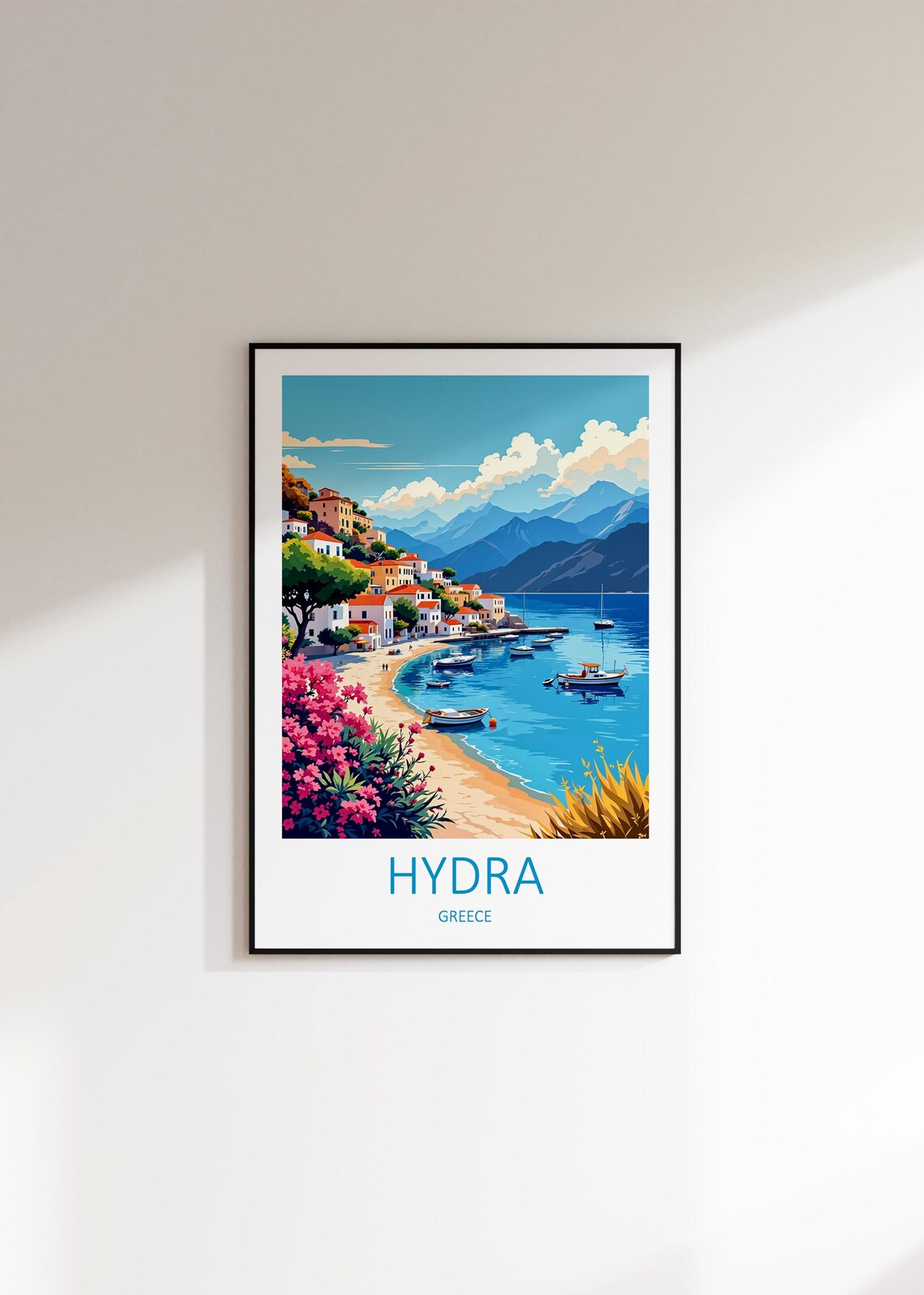Hydra Greece Colorful Waterfront Houses and Fishing Boats Poster - Image 3