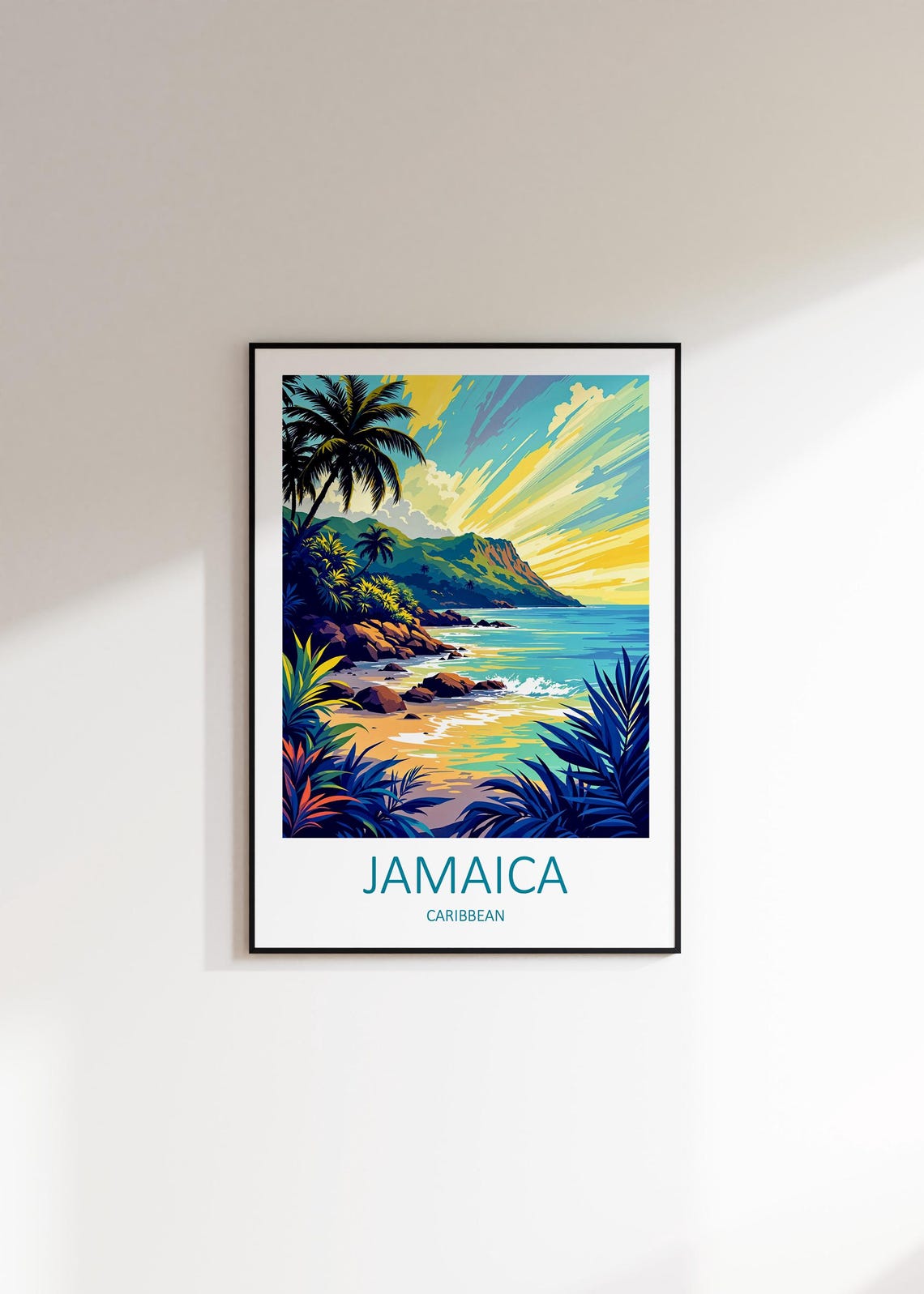 Jamaica Caribbean Tropical Cove Sunset Beach Waves Travel Poster - Image 3