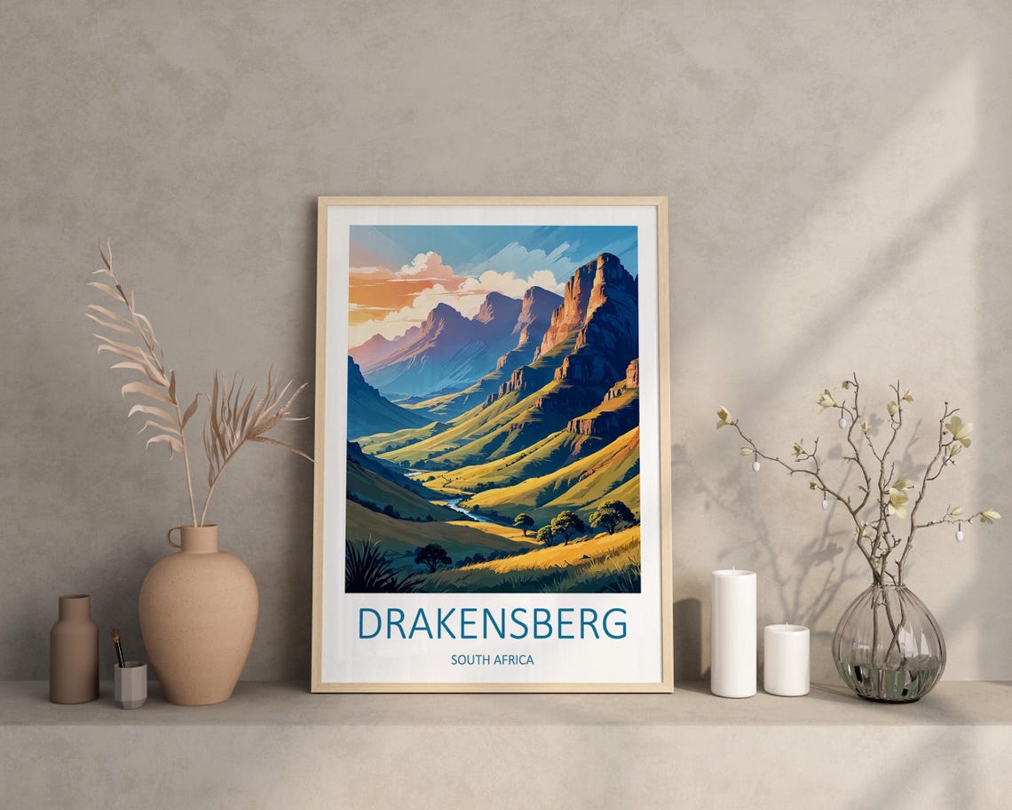 Drakensberg Travel Print South African Art Drakensberg Poster South Africa Poster Mountain Wall Art Drakensberg Artwork Travel Gift - Image 2