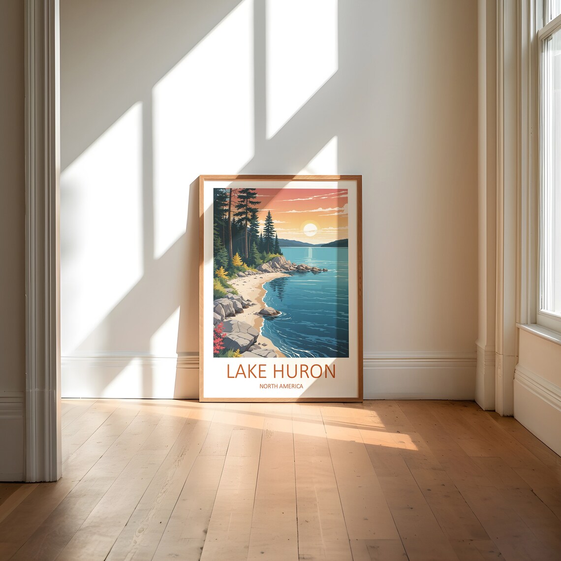 Lake Huron North America Rocky Shore Pine Sunset View Poster - Image 6