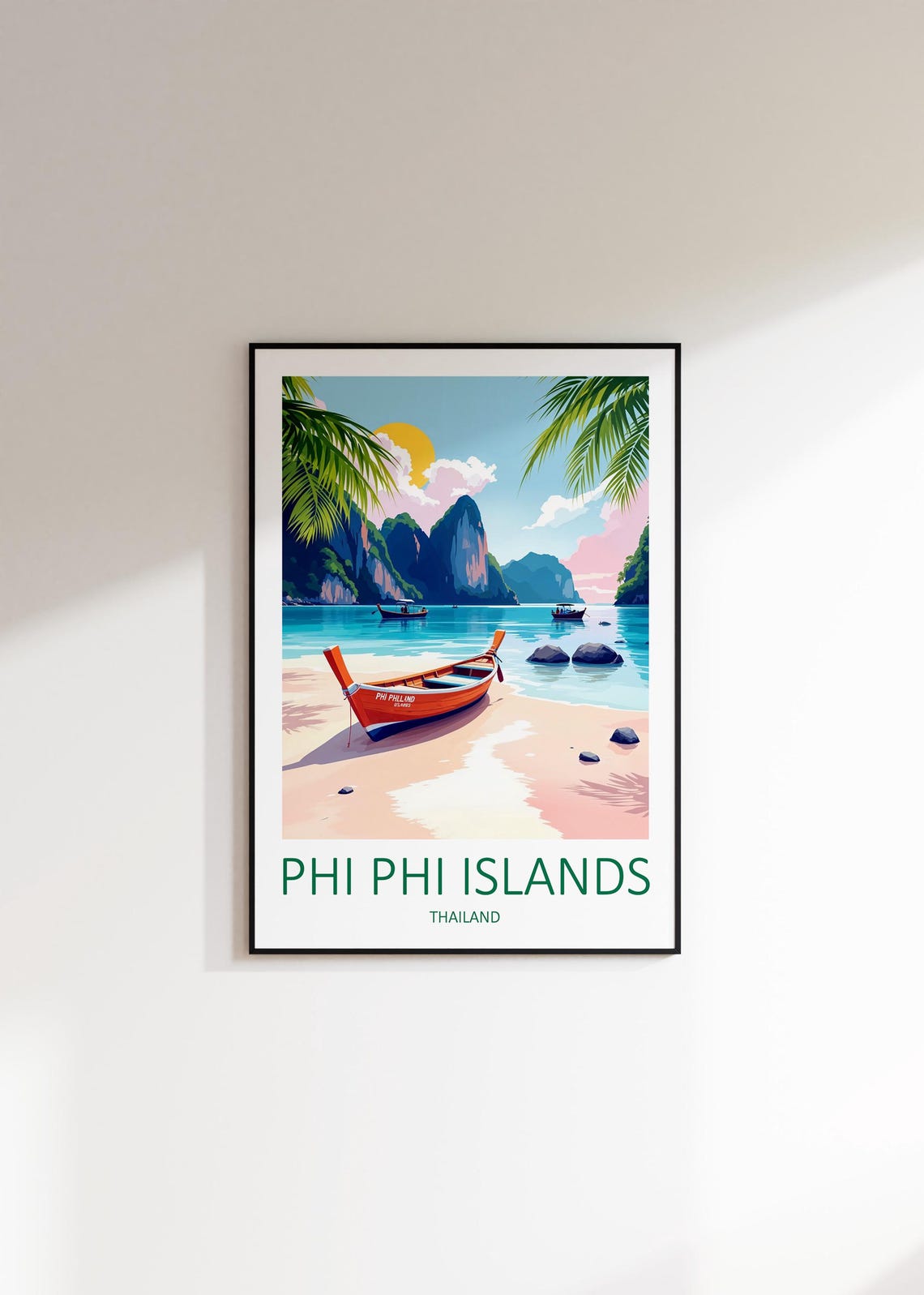 Phi Phi Islands Thailand Longtail Boat Limestone Karsts Poster - Image 3