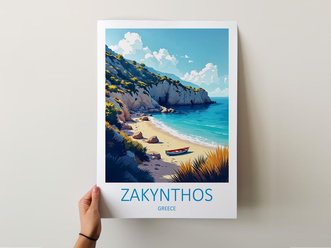 Zakynthos Print Zakynthos Wall Art Zante Print Holiday Wall Art Gift Travel Wall Art Greece Poster Greece Travel Print Greek Wall Art - Image 5