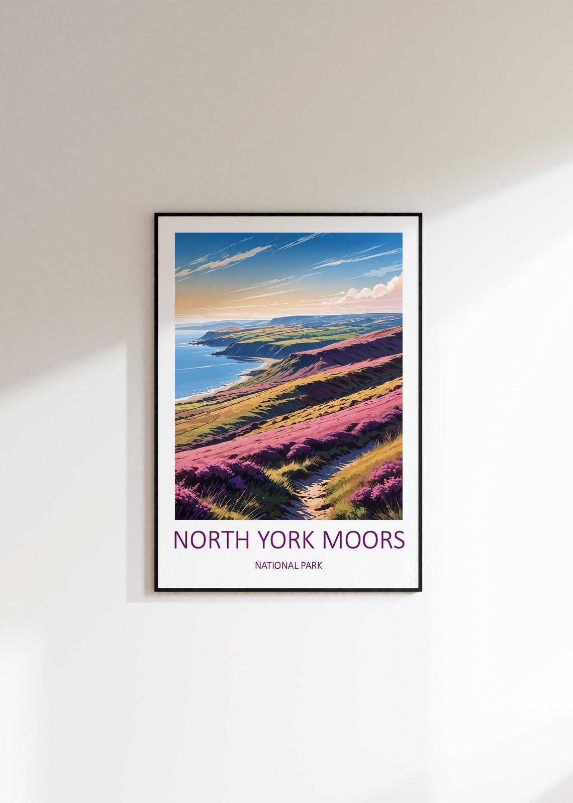 North York Moors National Park Heather Hills Coast Travel Poster - Image 2