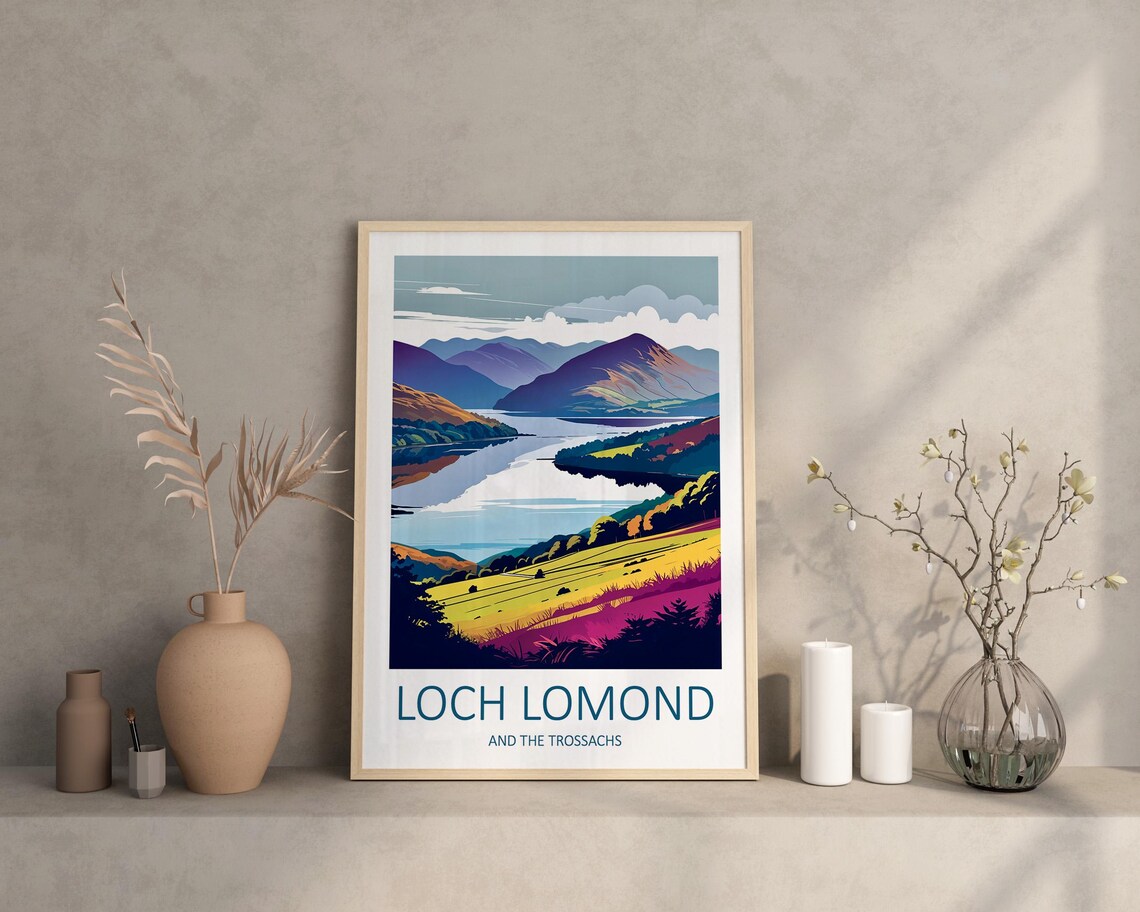 Loch Lomond and the Trossachs Scotland Mountain Lake View Poster - Image 2