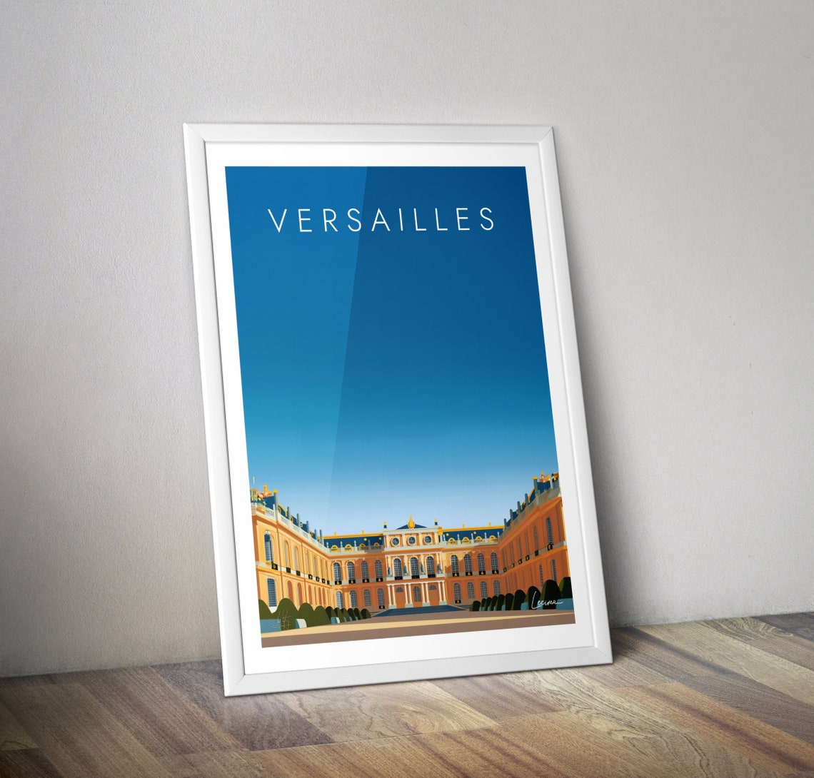 Versailles Palace Courtyard Minimal Retro France Travel Poster