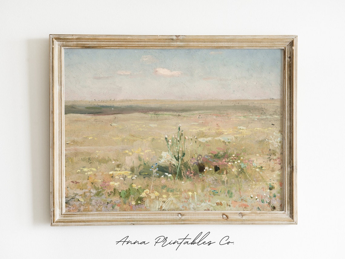 Wildflower Meadow Open Field Impressionist Landscape Art Poster - Image 2