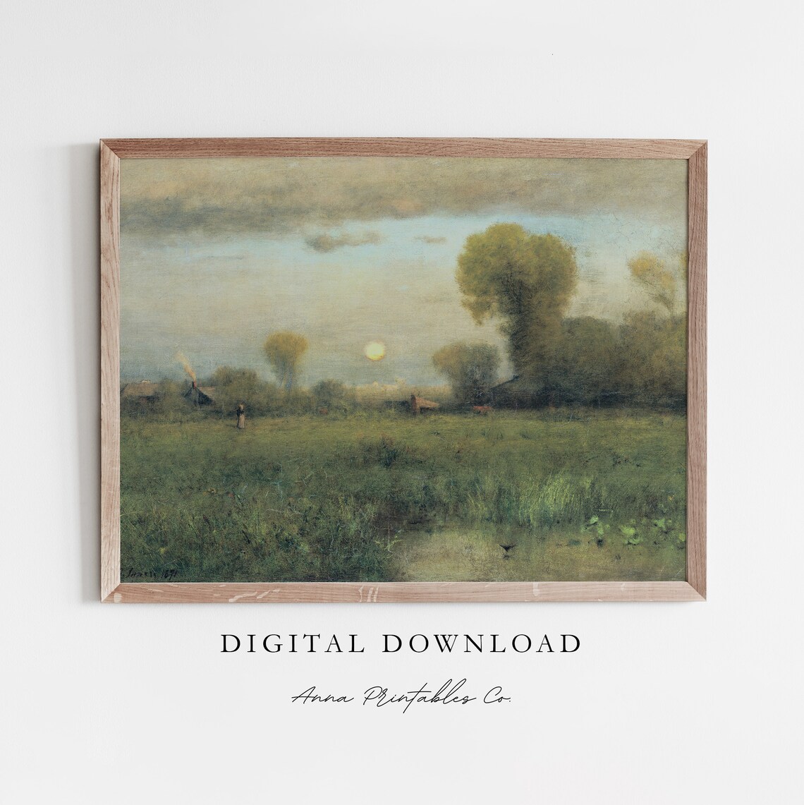 Antique Summer Sun Vintage Sunset Meadow Field Painting Poster