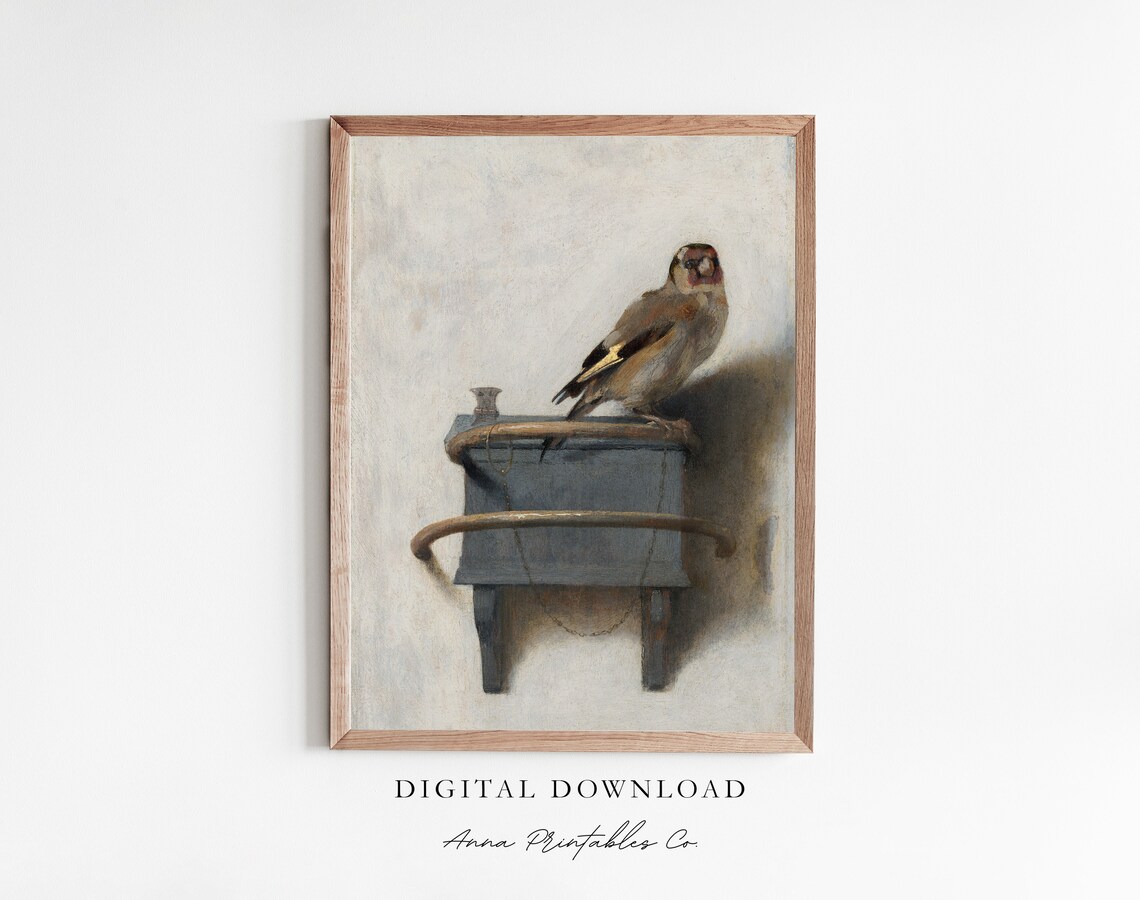 The Goldfinch Painting, Vintage Dutch Bird Art Print