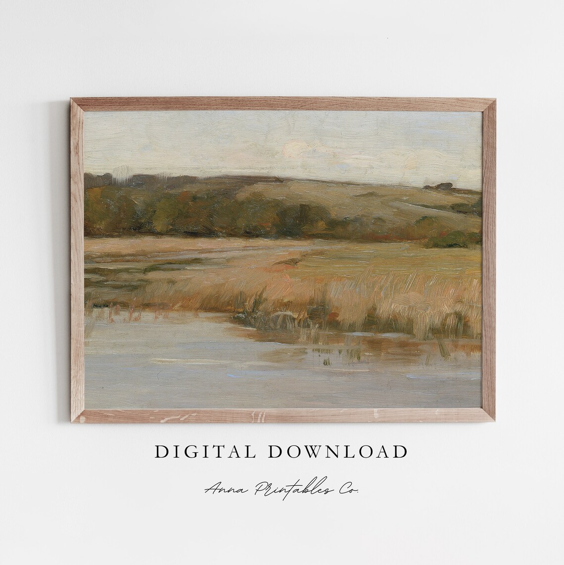 Antique Marshland Landscape Vintage Golden Hills Water Poster