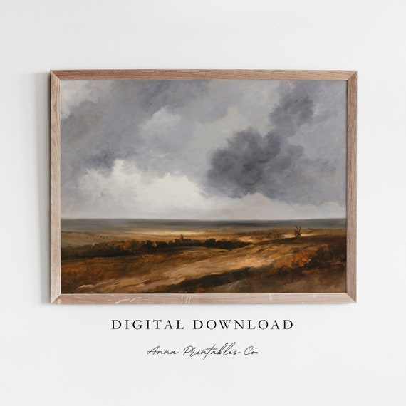 Copper Landscape Antique Countryside Landscape Painting For Farmhouse Decor Wall Art Fine Art Prints
