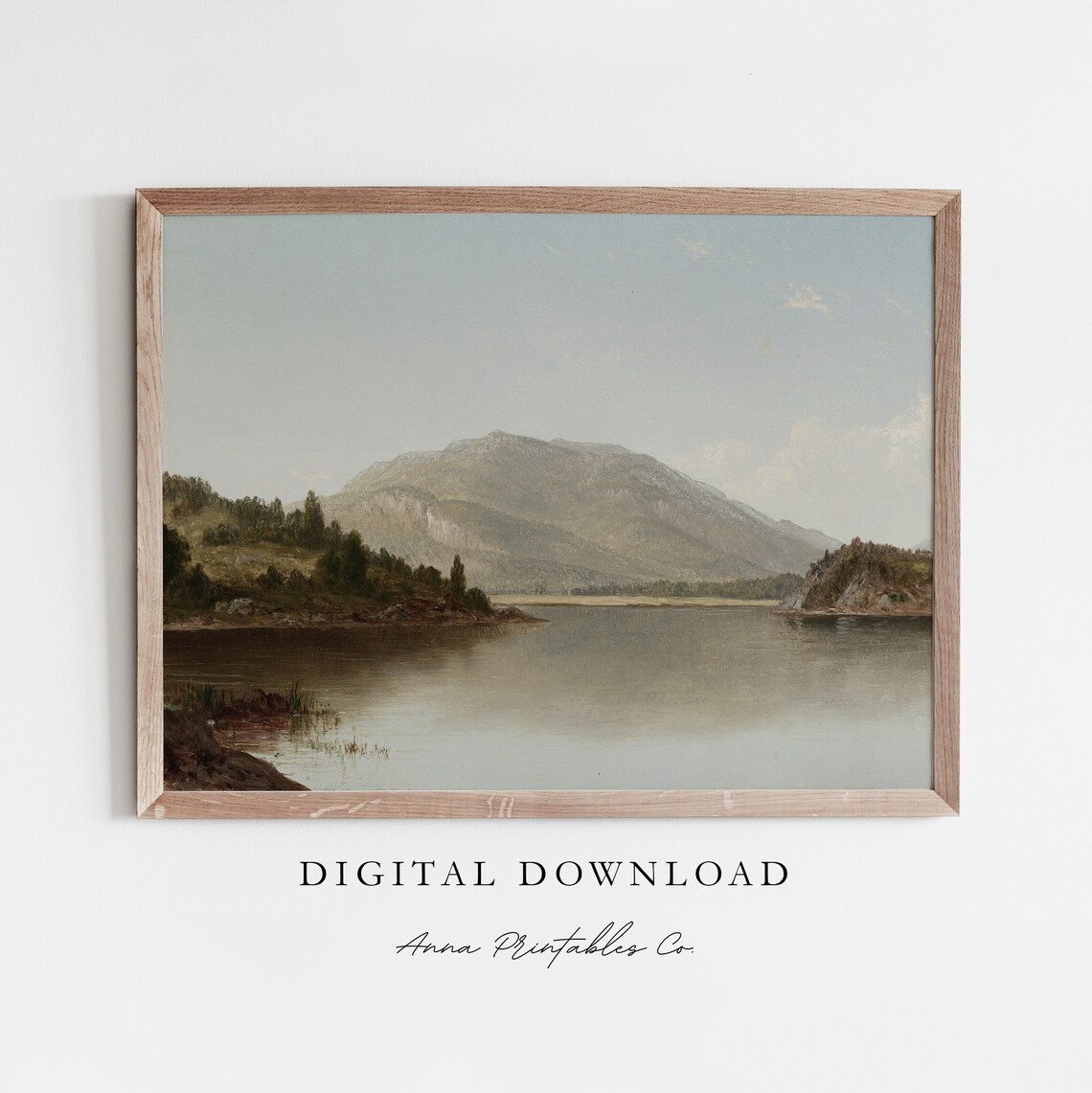 Mountain Lake Antique Oil Painting Art Print