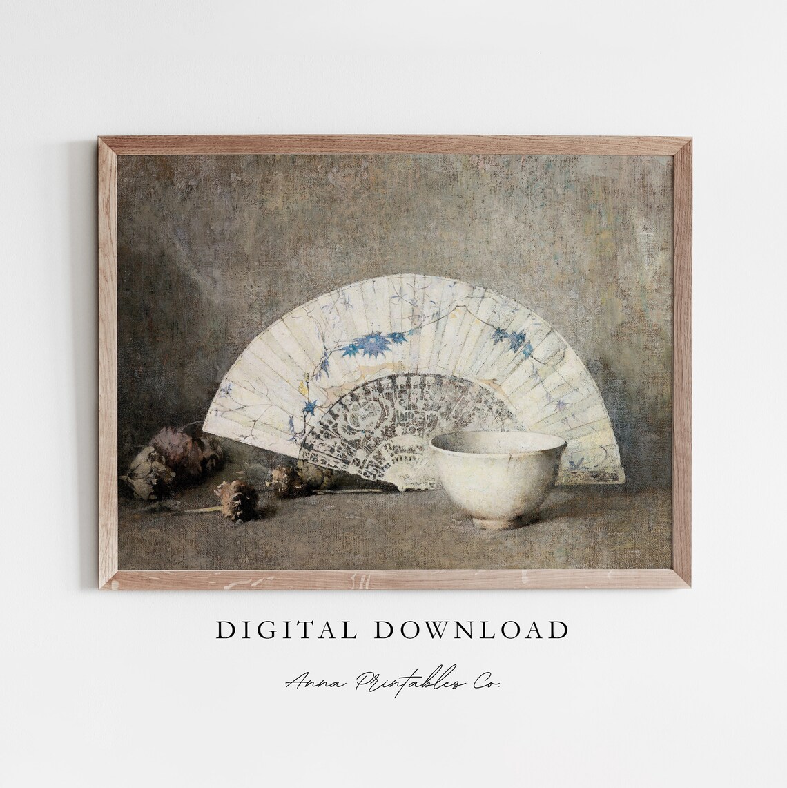 Fan And China Cup Antique Still Life Art Print