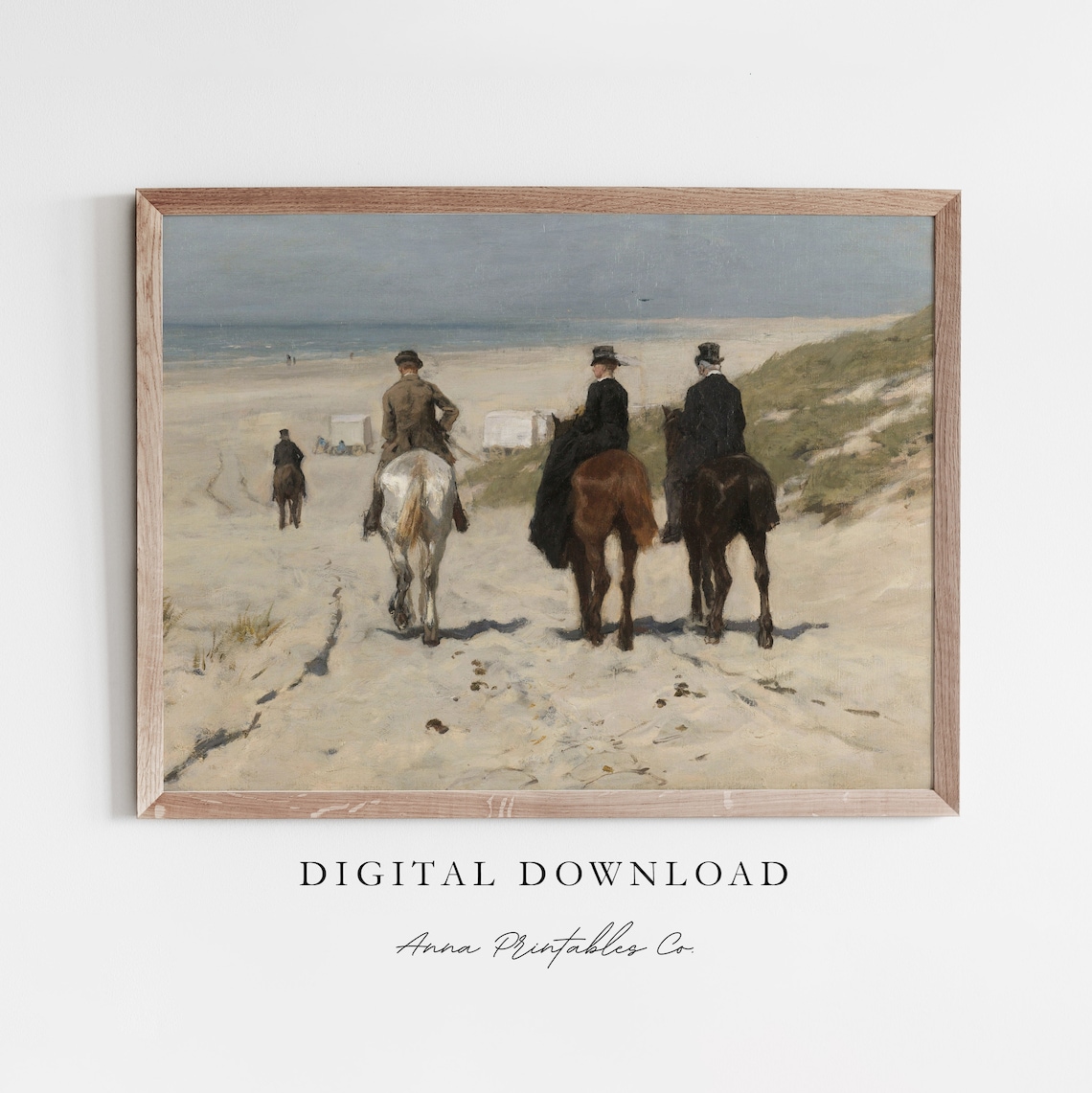 Horses On The Beach Vintage Equestrian Art Print