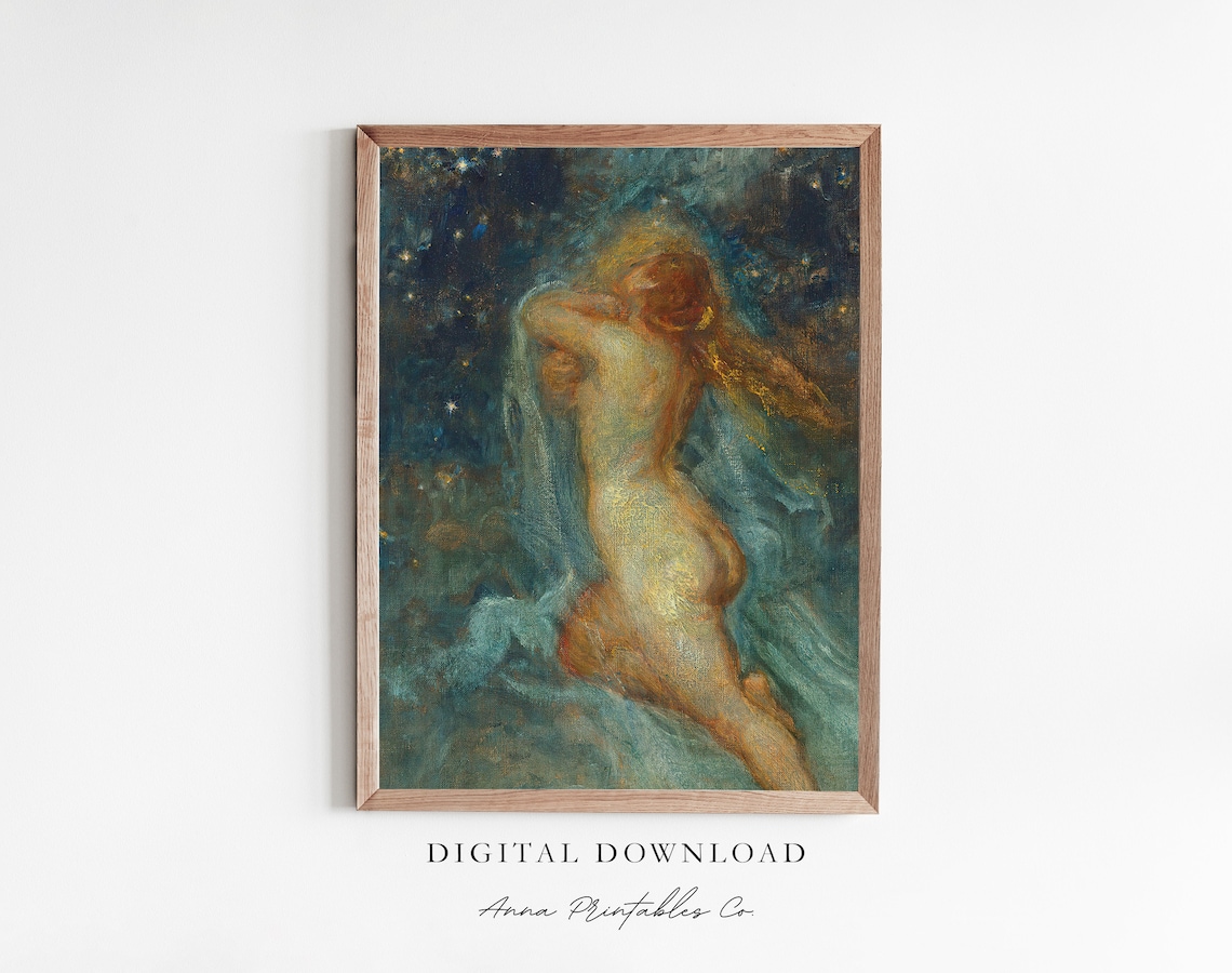 Spirit Of The Night Dancing Woman Starry Sky Whimsigoth Art Poster