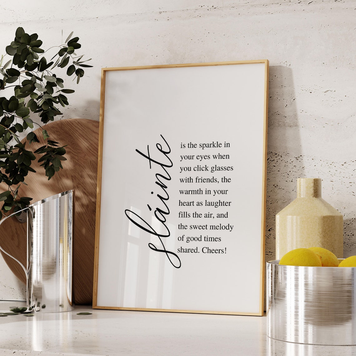 Slainte Definition Irish Cheers Toast Script Typography Poster