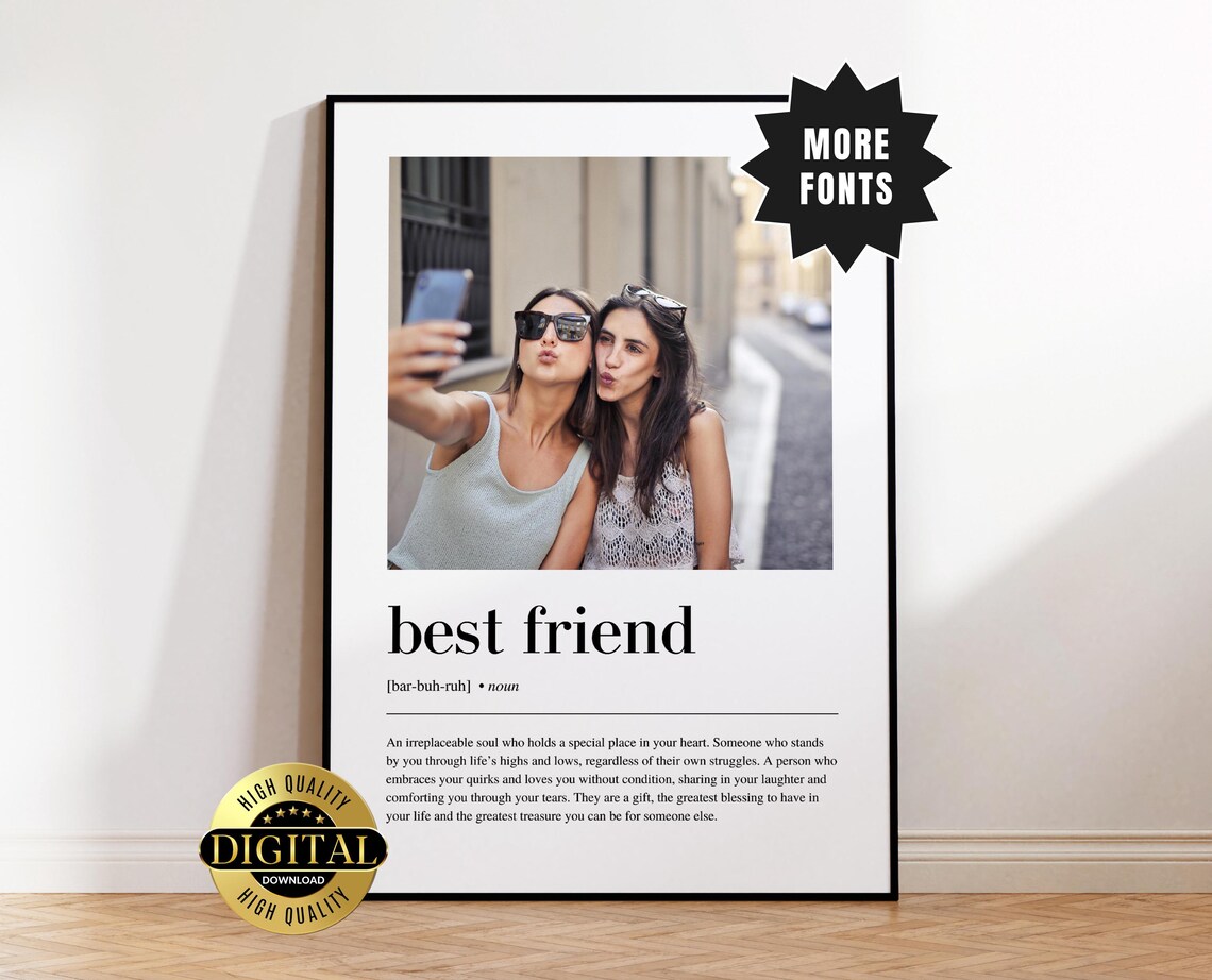 Best Friend Definition Photo Personalized Friendship Quote Wall Art