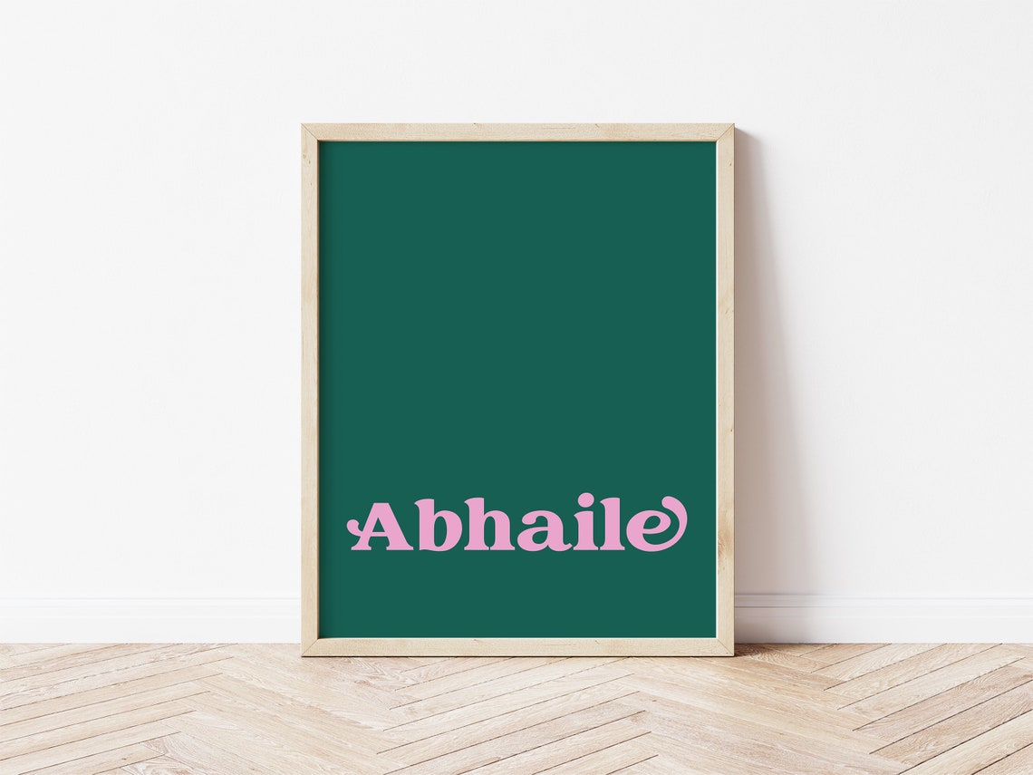 Abhaile Irish Home Word Pink Retro Typography Green Decor Poster - Image 3