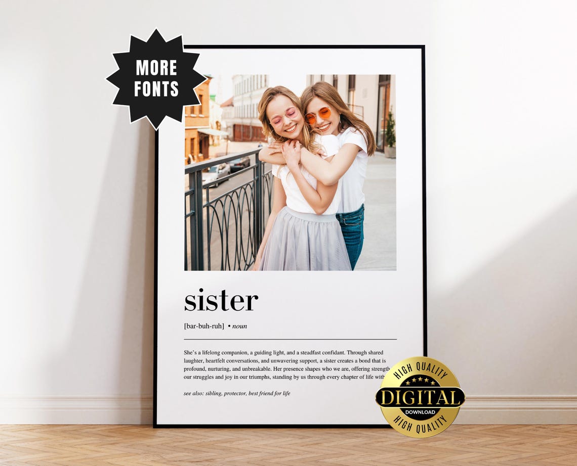 Sister Definition Photo Personalized Siblings Quote Meaning Print