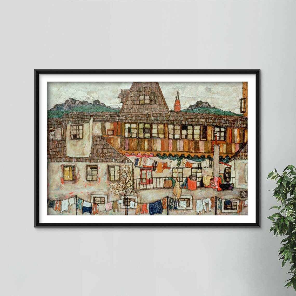 Egon Schiele Houses With Laundry Suburb Ii Art Print - Image 2