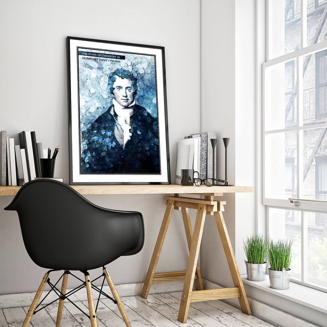 Humphry Davy Icons of Chemistry 5 Science Portrait Poster Blue Crystal - Image 3