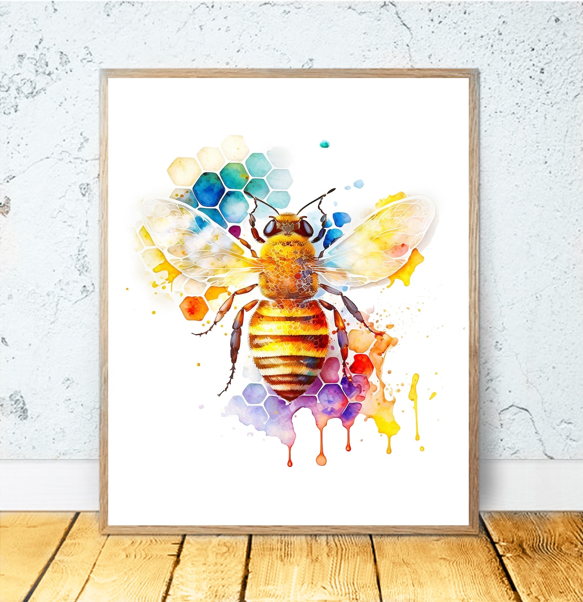 Watercolor Bee Art Print, Minimalist Insect Decor