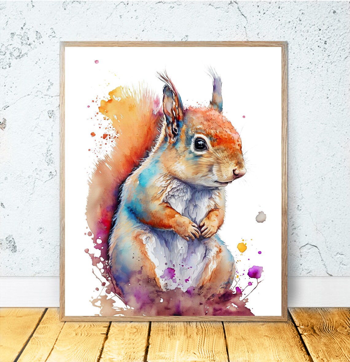 Squirrel Watercolor Art Print, Woodland Nursery Decor