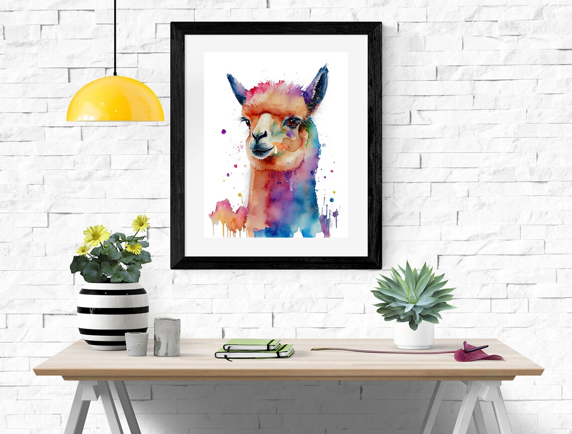 Llama Watercolor Art Print, Animal Nursery Decor - Image 2