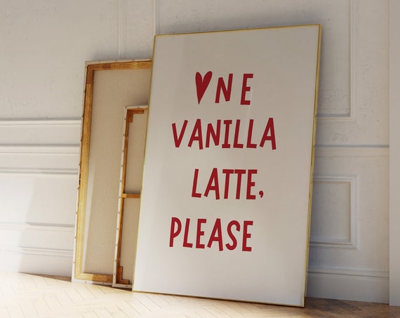 Kitchen Wall Art Printaesthetic Kitchen Decorvanilla Latte Coffee Art Printminimalist Heart Printcute Coffee Artdigital Art
