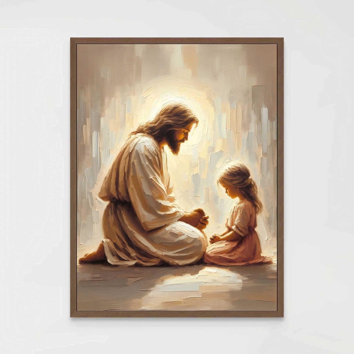 Pray To Christ Christian Painting, Jesus With Children