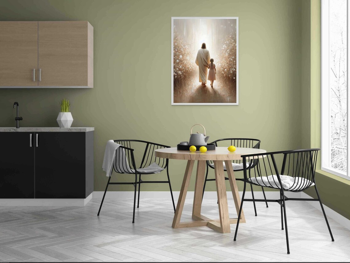 Savior With Girl, Christian Nursery Art - Image 3