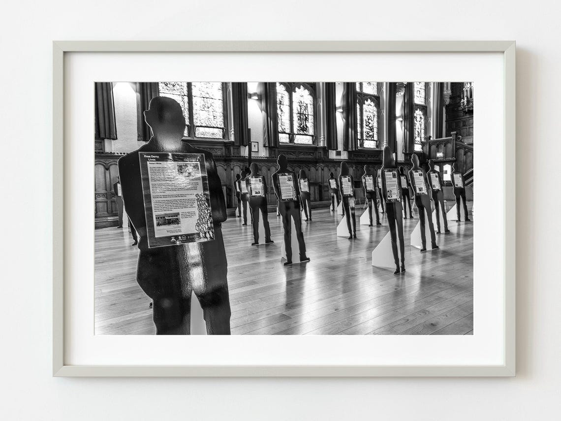Cardboard Silhouette Figures Exhibition Black and White Photo Print