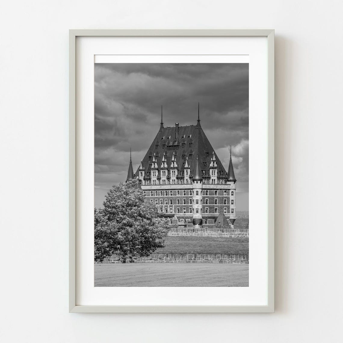 Chateau Frontenac Quebec City Black White Castle Photo Poster