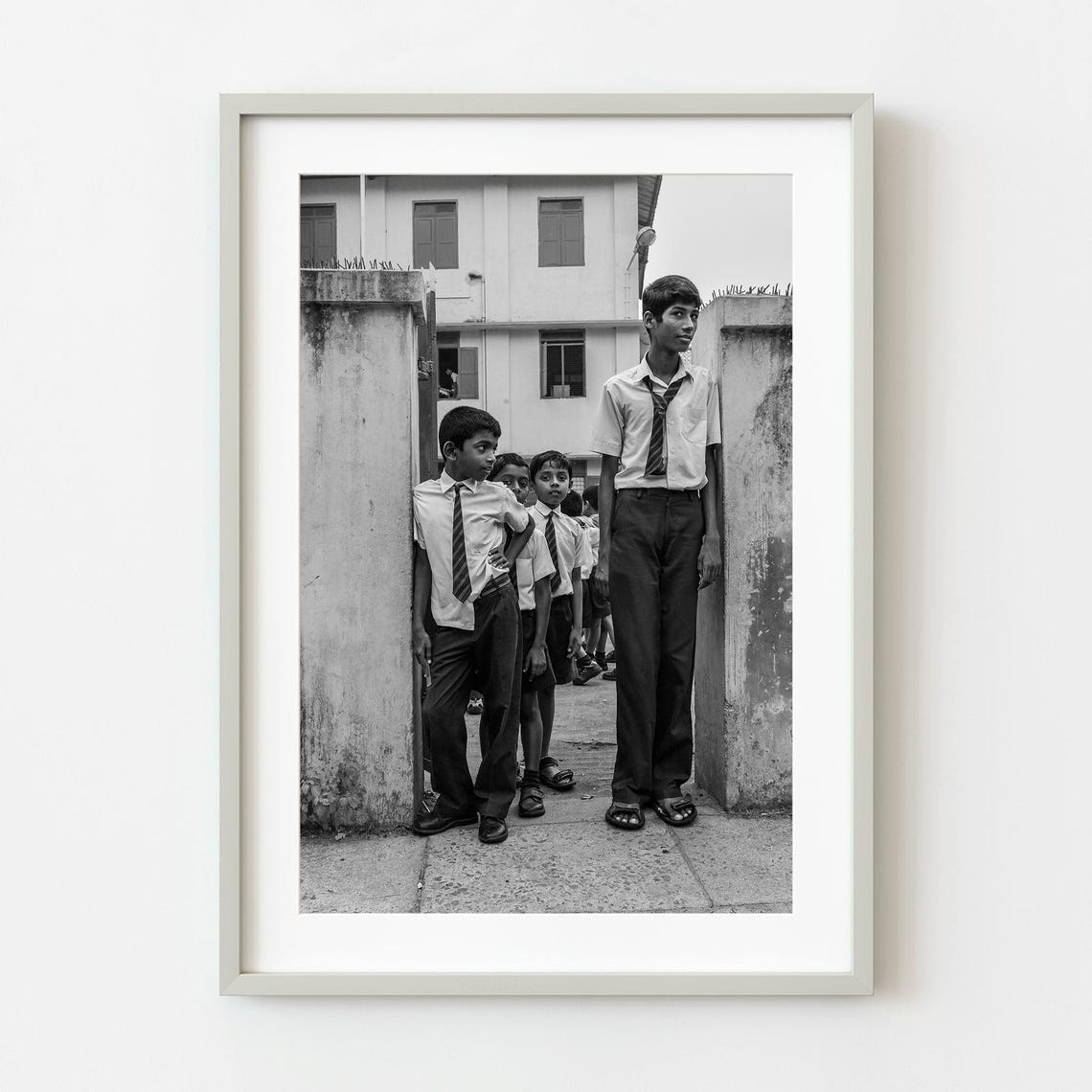 Schoolboys School Gate Uniform Portrait India Photo Art Poster