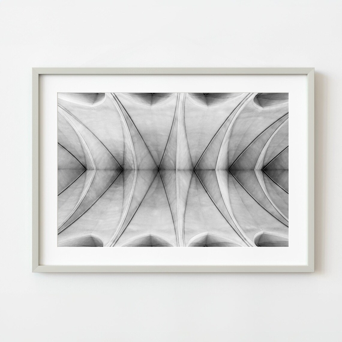 Hallgrimskirkja Church Ceiling Concrete Columns Black White Photo Poster