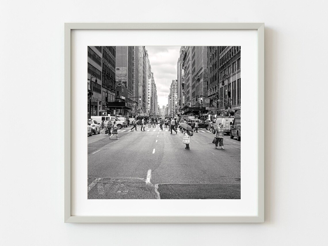 New York City W 39th Street Black And White Street Photo Poster