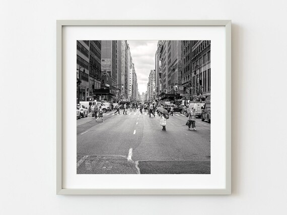 New York City W 39th Street Black And White Street Photo Poster