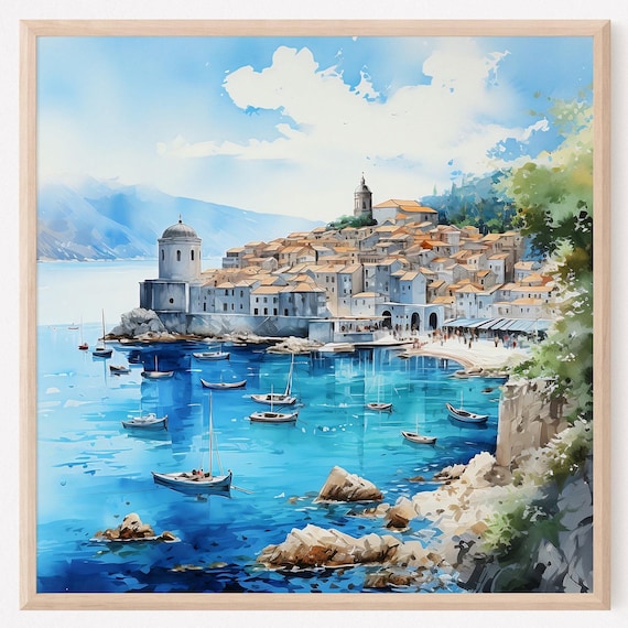 Dubrovnik Croatia Coastal Landscape Art Print